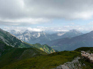 Fototapeta na wymiar Mountain crossing Ammergau Alps