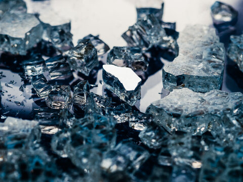  glass crystals on reflecting background