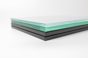 Sheets of Factory manufacturing tempered clear float glass panels cut to size