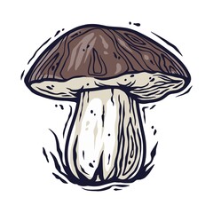 Colored element of boletus. Seasonal autumn vector illustration of mushroom for any kinds of design or vegan menu