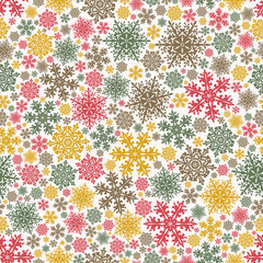 Seamless background for Christmas and New Year. Pattern with snowflakes and stars. Use for wallpaper, printing on the packaging paper, textiles.  Vector illustration. - 395560501