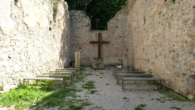 A view of the ruins of the Zobor monastery in Nitra, Slovakia