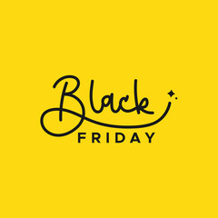 Black Friday lettering on yellow background. Vector illustration, flat design