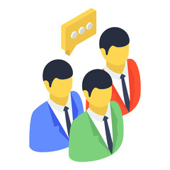 
Group of people having discussion, isometric vector 
