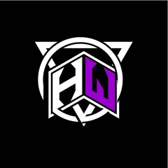 Monogram letter H W Diamonds decorated with circles and triangles are perfect for game initials, greeting cards, logos, posters, etc.