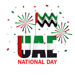 Obraz premium Uae national day with flag and fireworks design, arab spirit and holiday theme Vector illustration