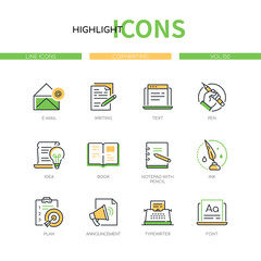 Copywriting - modern line design style icons set