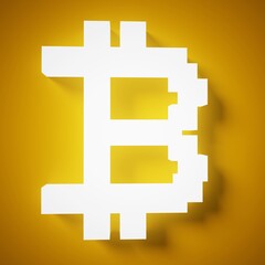 White glowing bitcoin cryptocurrency logo. 3d render