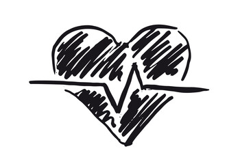 Heart pulse icon.  hand drawn illustrations