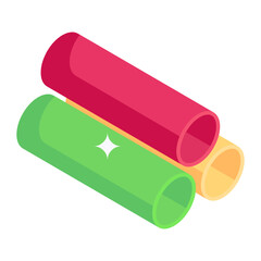 
Three fabric rolls in isometric icon
