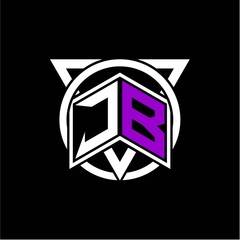 Monogram letter J B Diamonds decorated with circles and triangles are perfect for game initials, greeting cards, logos, posters, etc.