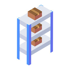 
Parcel shelf icon in editable isometric design
