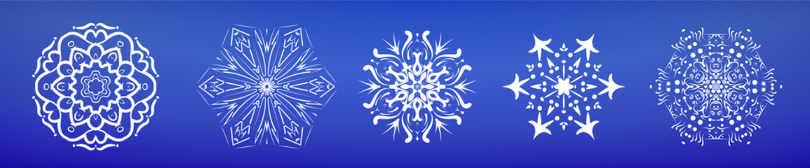 Set Vector, Abstract Mandala on transparent background. Decorative element for design. Abstract mandala graphic design and watercolor digital art painting for ancient geometric concept background