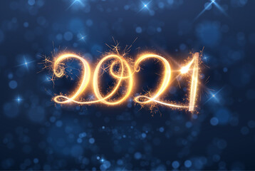 2021 New year shiny vector background light writing. Energy motion.