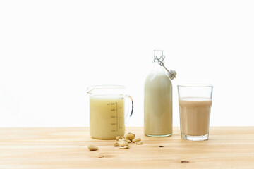 Almond milk, soy milk and oat milk