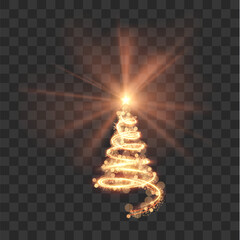 Shiny christmas tree with shining star on top vector background