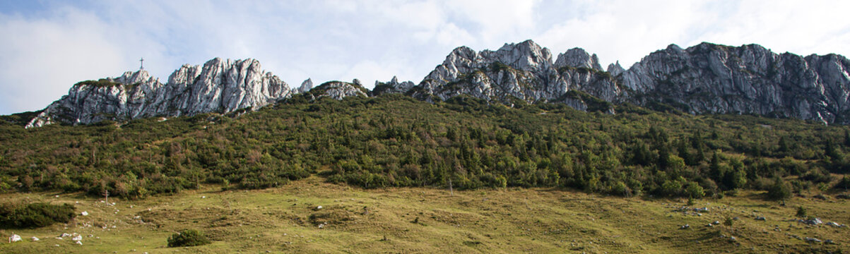 Panorama view Kampenwand, mountain in Bavaria