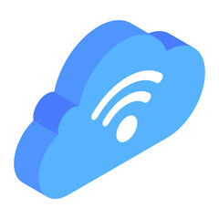 
Wifi signals with cloud, cloud wifi icon
