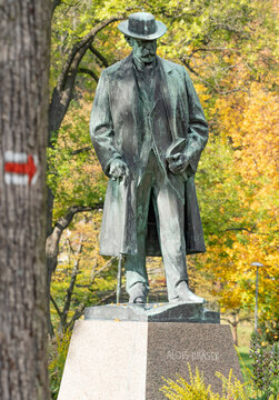 Popular author Alois Jirasek bronze statue in Hronov hometown.