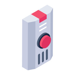 

Fire alert switch, isometric icon of emergency button 
