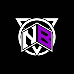 Monogram letter N B Diamonds decorated with circles and triangles are perfect for game initials, greeting cards, logos, posters, etc.