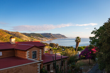 Scenic view from Simon&rsquo;s Town to False Bay and Kalk Bay in the morning.