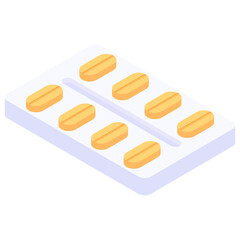 
Trendy isometric vector of medicine strip, 
