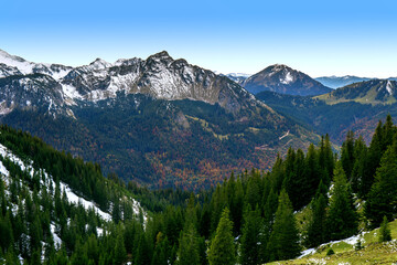 Fototapeta premium Breitenberg mountain with the alpine meadows in autumn in Pfronten, Bavaria, Germany