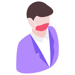 
A person with mask in isometric vector  
