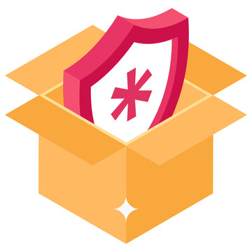 
A trendy isometric icon of shield box, cardboard safety
