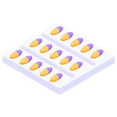 
Trendy isometric vector of medicine strip, 
