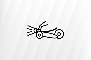 icon design of scooter vehicle. line style use black color. isolated on diagonal gradient white grey background.