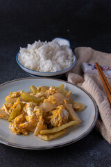 Stir Fried Chinese Celery with Egg and Rice