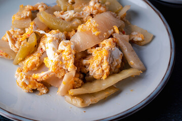Stir Fried Chinese Celery with Egg and Rice