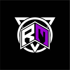 Monogram letter R M Diamonds decorated with circles and triangles are perfect for game initials, greeting cards, logos, posters, etc.