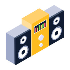 
Isometric icon of audio speaker, speaker stand editable vector 
