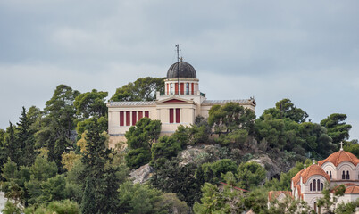 Fototapeta na wymiar Athens, Greece. National observatory view from Plaka streets.