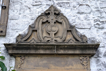 Ornate Carved Stone Detail on 18th Century Window Frame 