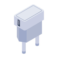 
Power plug icon in isometric design, electric adapter editable vector 
