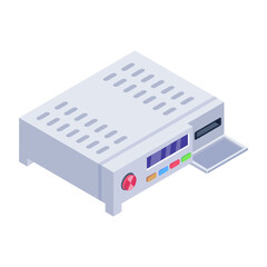 

Dvd player icon, vcr isometric vector design.

