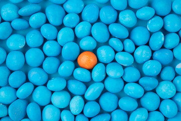 background of blue caramel and chocolate toppings