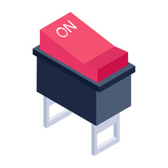 
Electric button icon in isometric design, vector style of switch button
