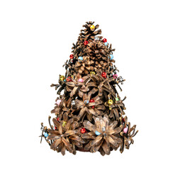 small creative Christmas tree made of pine cones