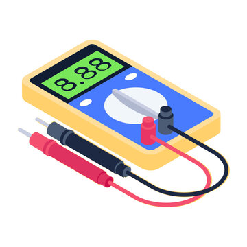 
Voltmeter icon, electrometer isometric vector style 
