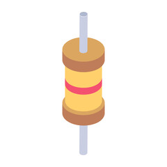 
A current flow regulation equipment, resistor icon in isometric style 
