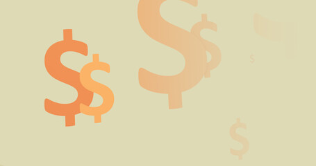 Dollar sign background. Simple template for presentations, headers, various business designs. Orange, light old gold colors.