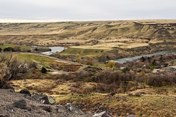 Fototapeta na wymiar Hagerman Fossil Beds area in Snake river valley, Idaho