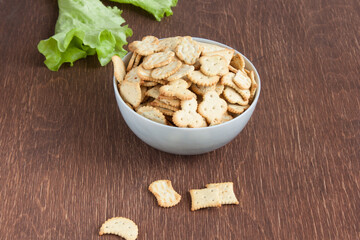 delicious dry cookies, biscuits, crackers with salt and dry herbs