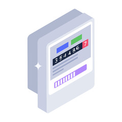 Fototapeta premium Electricity supply system, isometric design of electric meter icon 