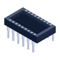 
A single chip microcontroller icon, isometric style of electric circuit
